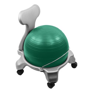 CanDo Plastic Mobile Ball Chair w/ Back - Green (15" Diameter)